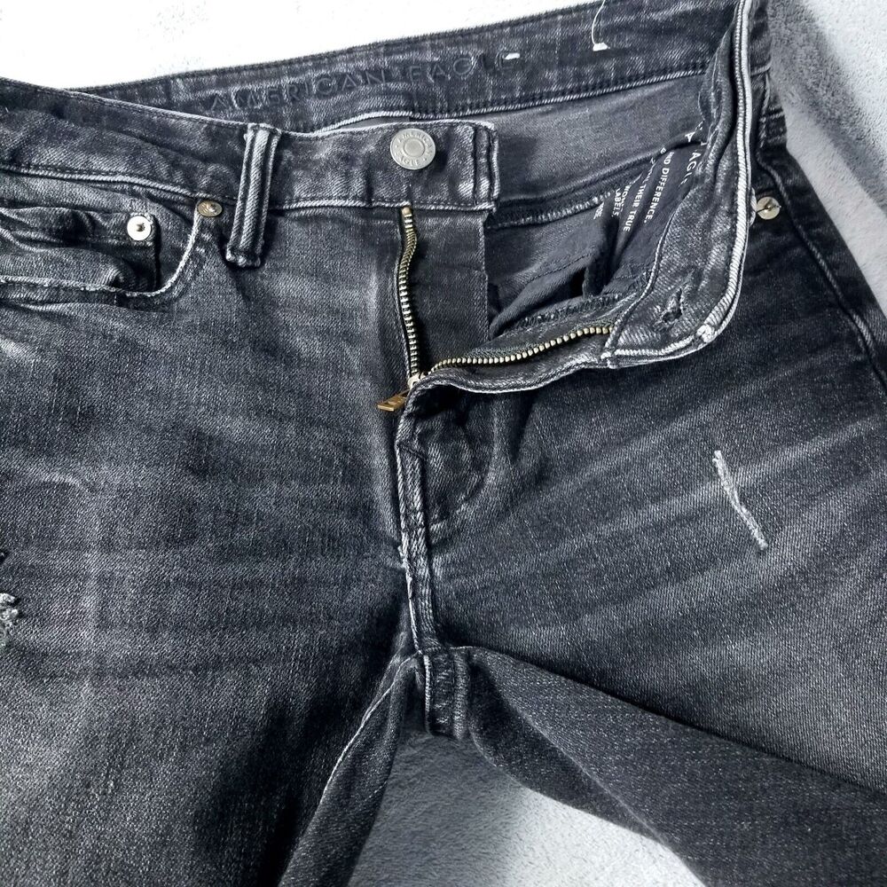 American eagle Jeans Skinny Mens 28×28 Black Athletic - Picture 8 of 12
